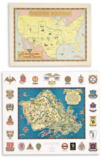 (PICTORIAL MAPS.) Group of 5 mid-twentieth-century illustrated maps.